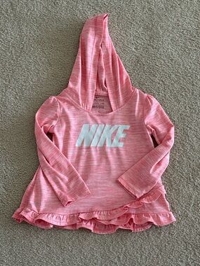 Nike Dri-FIT Pink Hooded Ruffle Hem Top Toddler Girls’ 2T